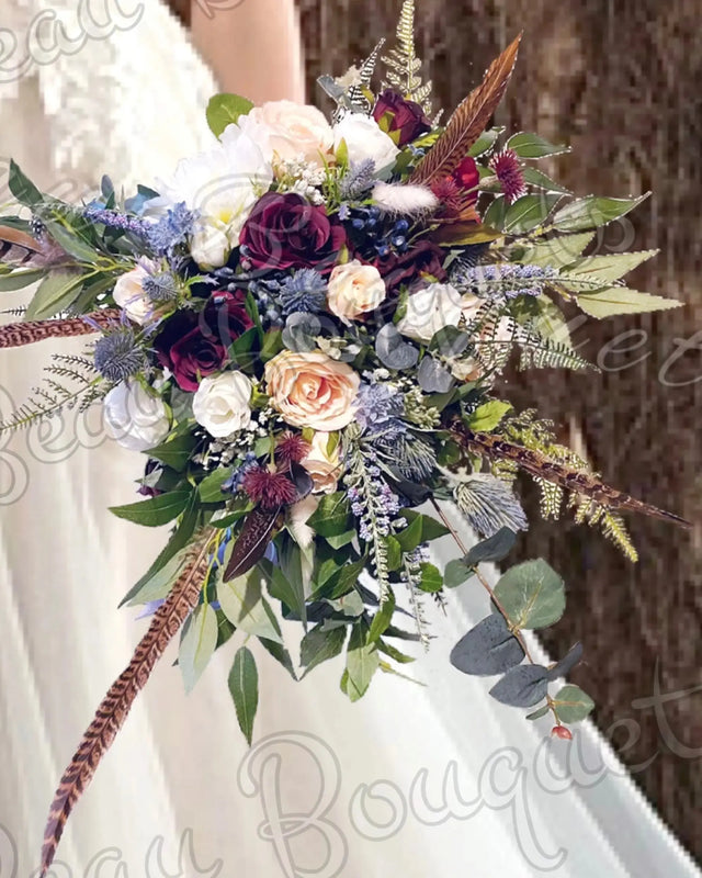 PHEASANT FEATHER BRIDAL BOUQUETS - Beaux Faux Flowers Shop
