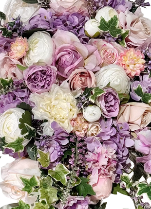 Silk Rose with trailing ivy brides bouquet-lilac, blush, lavender, Ivory cascading Beaux Faux Flowers Shop
