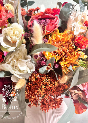 Floral Arrangement in Burgundy, Red, Orange Pampas, Rose Maison Avenue image 8