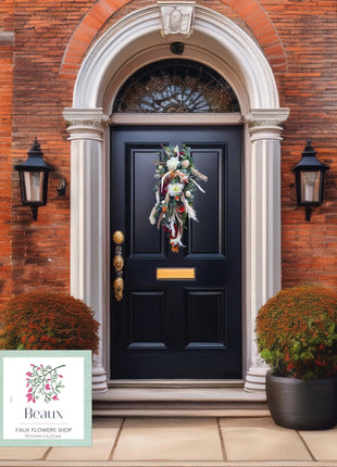 Summery Front Door wreath: hydrangea, gyp, astilbe thistles in plum lilac amber image 3