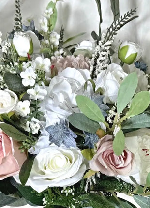 Silk Rose,  astilbe round Bridal Bouquet Wedding Flowers in dusky pink  Ivory image 3