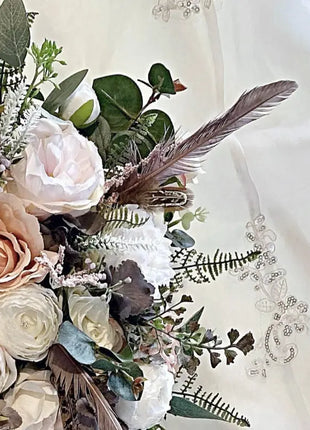 Blush, Ivory Rose Cascading Bridal Bouquet silk Artificial Wedding Flowers image 9