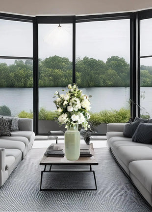 Silk white Floral vase Arrangement, Rose, Gypsophila,  Peony shades of white image 6