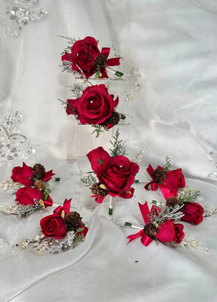 Silk Rose ranunculus Cascading Bridal Bouquet Wedding Flowers in reds, Ivory - Beaux Faux Flowers Shop