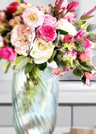 Faux Floral Arrangement  in Pink Ivory Rose, Sweet Pea, Peony , Country Creek image 4