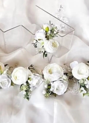 Artificial Rose, Peony in White, Ivory Round Spray silk Bridal Bouquet image 5