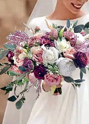 Best bride bouquet in mauve, Ivory, blush with peony, rose image 3