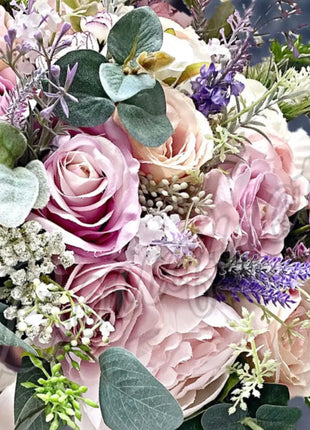 Silk Artificial Rose bouquet mauve, blush, lilac, Ivory round  Bridal flowers image 2