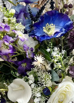 Scottish calla, anemone in blue, purple Artificial Silk Wedding Bridal Flower image 4