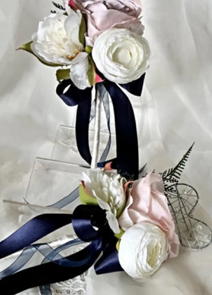 Scottish Dusky mauve  rose bridal bouquet, teardrop silk wedding flowers image 5