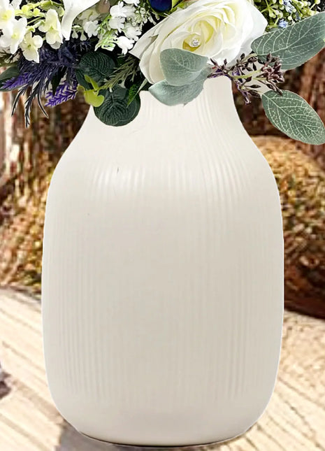 Ceramic Vase  n Cream Textured 30cm Timeless Vase, Home Decor Accents image 1