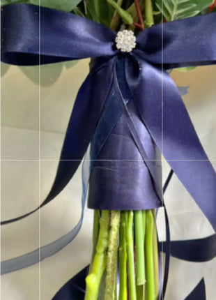 Silk sunflower, rose bouquet - yellow, amber, blue, Ivory round  Bridal flowers image 9