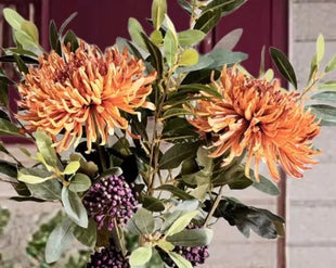 Orange Chrysanthemum in Mauve, Thistle Floral Arrangement Turret Way image 5