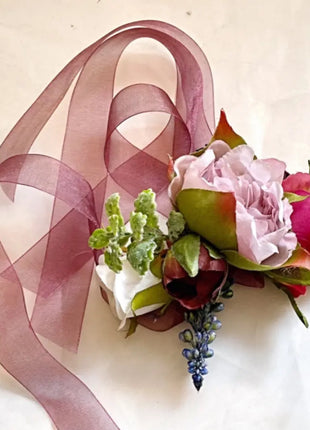 Bridal Cascade Bouquet, Artificial Wedding Flowers  in cerise ,blush pink, ivory image 5