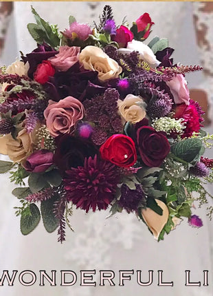 Artificial Silk Wedding Bridal Flowers plum, burgundy  round  Bridal flowers image 0