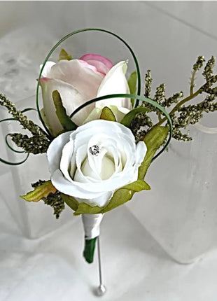 Teardrop Bridal Bouquet, Artificial Wedding Flowers  in cerise, pale Pink, ivory image 3