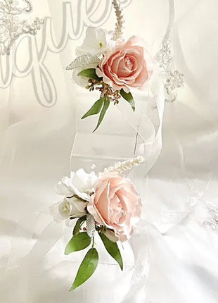 Spray bride bouquet in blush, Ivory, peach with peony, sweet pea, rose image 2