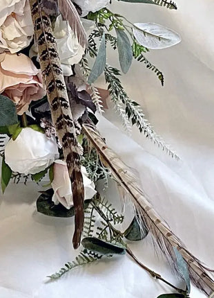 Blush, Ivory Rose Cascading Bridal Bouquet silk Artificial Wedding Flowers image 8