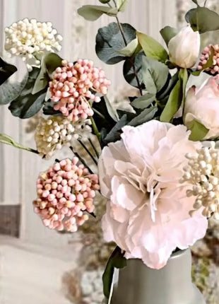 Silk Floral Arrangement in Blush Pink, White with Pampas, Peony Oxford Stree image 3