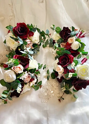 Silk Scottish thistle rose bridal flowers ivory, Burgundy, Blush Roses image 5