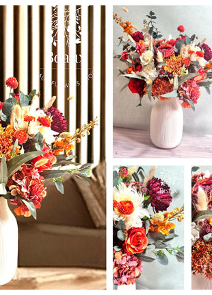 Floral Arrangement in Burgundy, Red, Orange Pampas, Rose Maison Avenue image 3