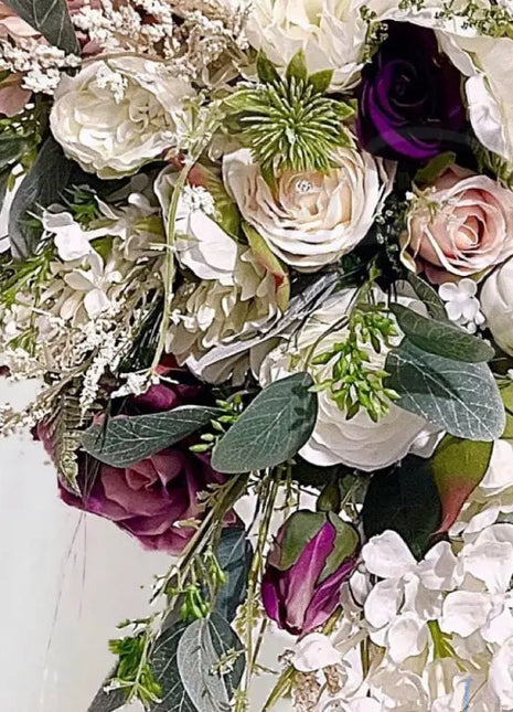 Silk Scottish thistle rose bridal flowers ivory, Burgundy, Blush Roses image 1