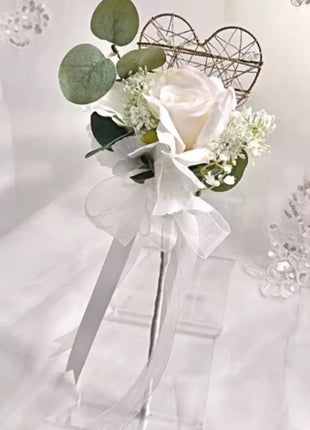 Bridal bouquet in white, Ivory, blush pink with peony, hydrangea, roses 13pc image 7