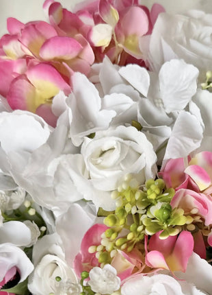 Ready to Send White, Cerise Artificial bridal bouquet | Rose and hydrangea image 5