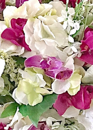 Chic Faux Floral Arrangement - Cerise Pink Hydrangea & Orchid | Chateaux Rue image 2