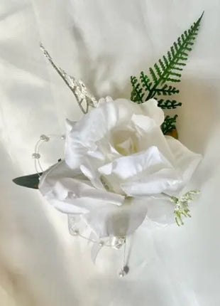 Artificial Roses, Peonies in White Ivory Round Spray Bridal Bouquet | Wedding Fl image 6