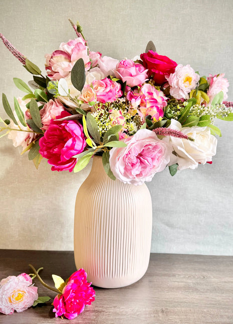 Faux Floral Arrangement  in Pink Ivory Rose, Sweet Pea, Peony , Country Creek image 1