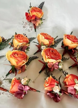 Artificial Wedding Flowers in Orange, Plum, Ivory Teardrop Bridal Bouquet image 4