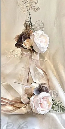 Blush, Ivory Rose Cascading Bridal Bouquet silk Artificial Wedding Flowers image 2