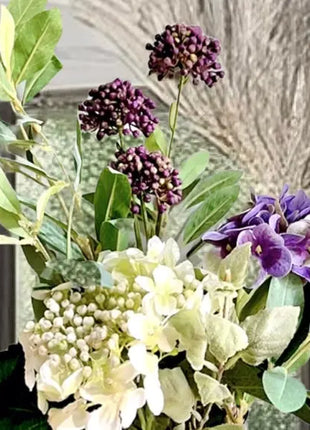 Elegant Faux Hydrangea and Allium vase arrangement - Plum and Cream Embassy Sq image 3