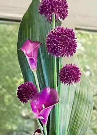 Faux Floral Arrangement  in Plum Purple Calla Lily, Hydrangeas, Mansion Avenue image 2
