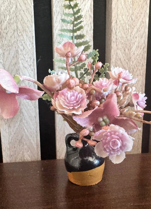 Faux Flower fridge magnet gift wedding favour in mauves | black terracotta pot image 3