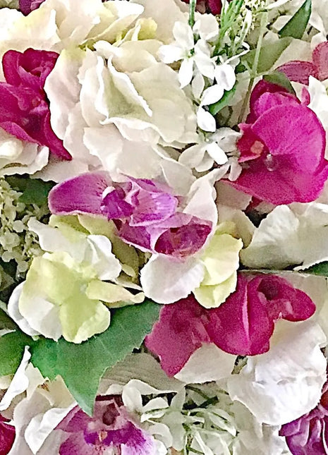 Chic Faux Floral Arrangement - Cerise Pink Hydrangea & Orchid | Chateaux Rue image 1