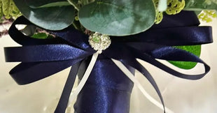 Silk Artificial Rose bouquet mauve, blush, navy, Ivory round  Bridal flowers image 8