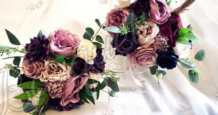 Scottish bridal bouquet with roses pheasant feather, dusky pink, red, Ivory image 7