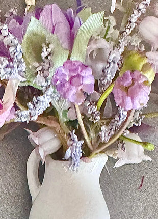 Flower fridge magnet gift wedding favour in lilacs with white ceramic jug vase image 3