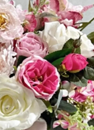 Cerise Rose Spray Bridal Bouquet,  Artificial Wedding Flowers with peony, gyp image 3