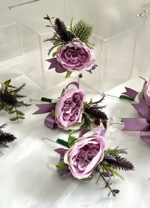 Silk Rose, lilacs, pink, mauve, Ivory teardrop Bridal flowers image 3