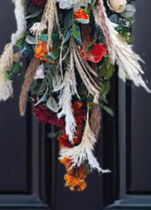 Summery Front Door wreath: hydrangea, gyp, astilbe thistles in plum lilac amber image 7