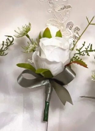 Wedding flowers in white|, blush, blue silk rose peony Cascading bride bouquet image 1