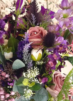 Scottish wildflowers, thistle  Bridal Bouquet Wedding Flowers mauve, purple image 9