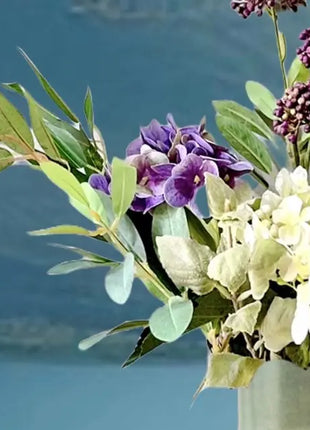 Elegant Faux Hydrangea and Allium vase arrangement - Plum and Cream Embassy Sq image 6