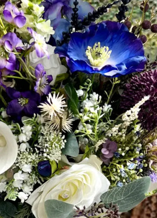 Faux Floral Arrangement in Purple Scottish Thistle, Heather Vase Decor  image 3