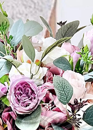 Silk Rose, lilacs, pink, mauve, Ivory teardrop Bridal flowers image 7