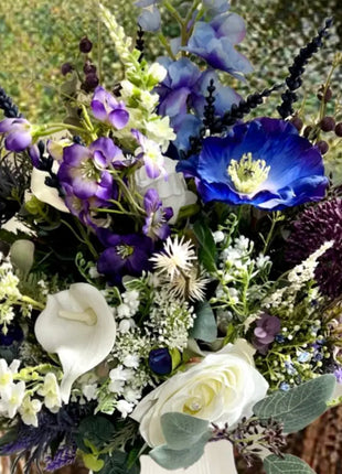 Faux Floral Arrangement in Purple Scottish Thistle, Heather Vase Decor  image 6