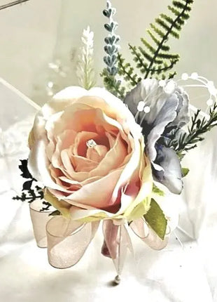 Artificial Wedding Flowers Bridal peony Bouquet in White, Ivory, Pink & Blue image 1